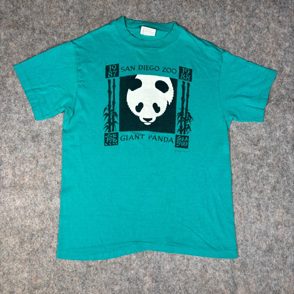 VTG San Diego Zoo T Shirt Mens M Teal 1987 1988 Giant Panda Single Stitch Tee